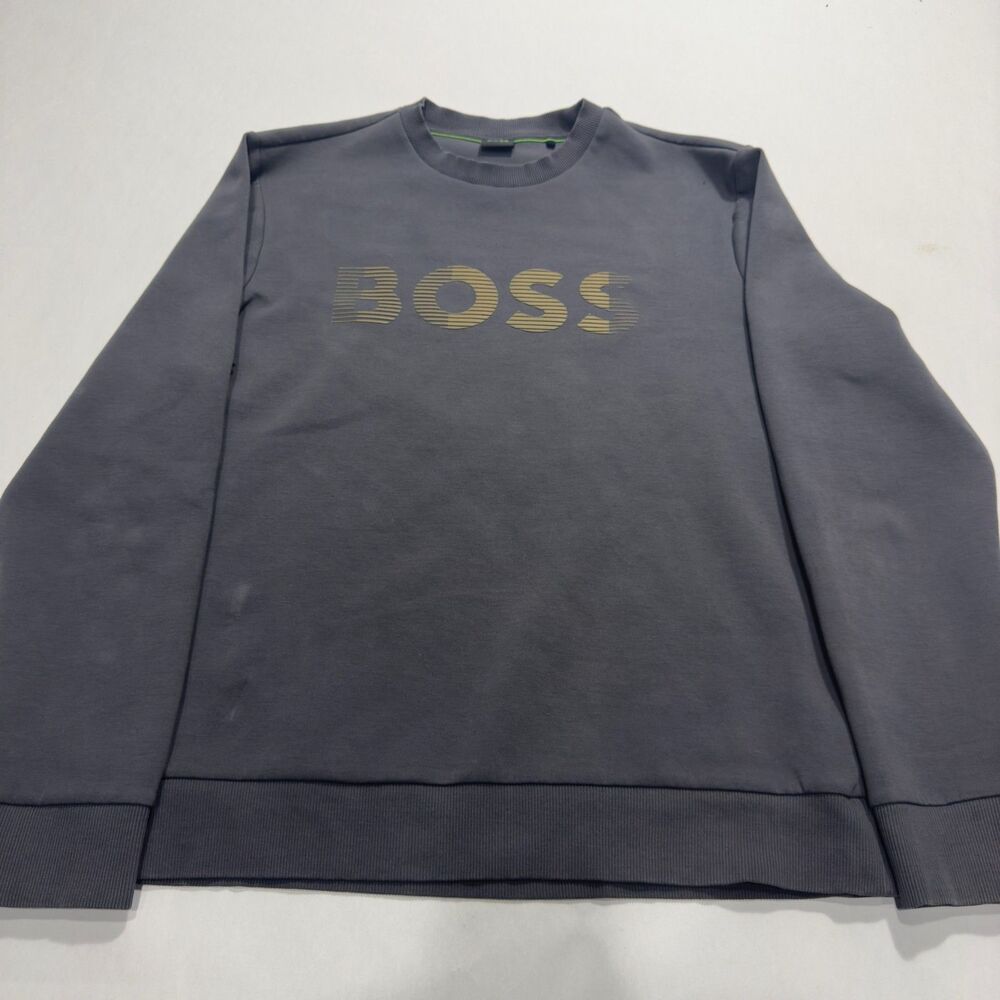 Hugo Boss Logo-Print Long-Sleeve Sweatshirt ‘Dark Grey’ Size Large